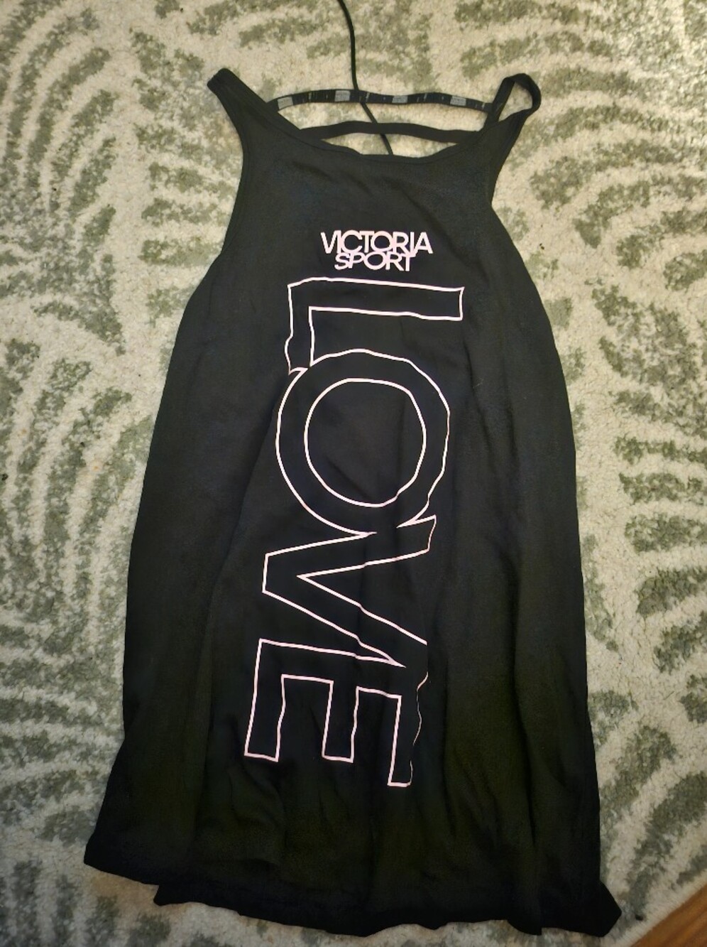 Victoria's Sport Black Tank Top with Pink LOVE Graphic
